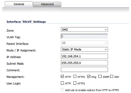 VLAN settings