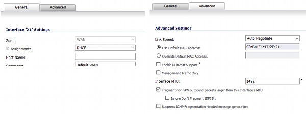 SonicWALL WAN settings