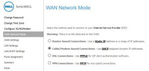 SonicWALL WAN Network Mode