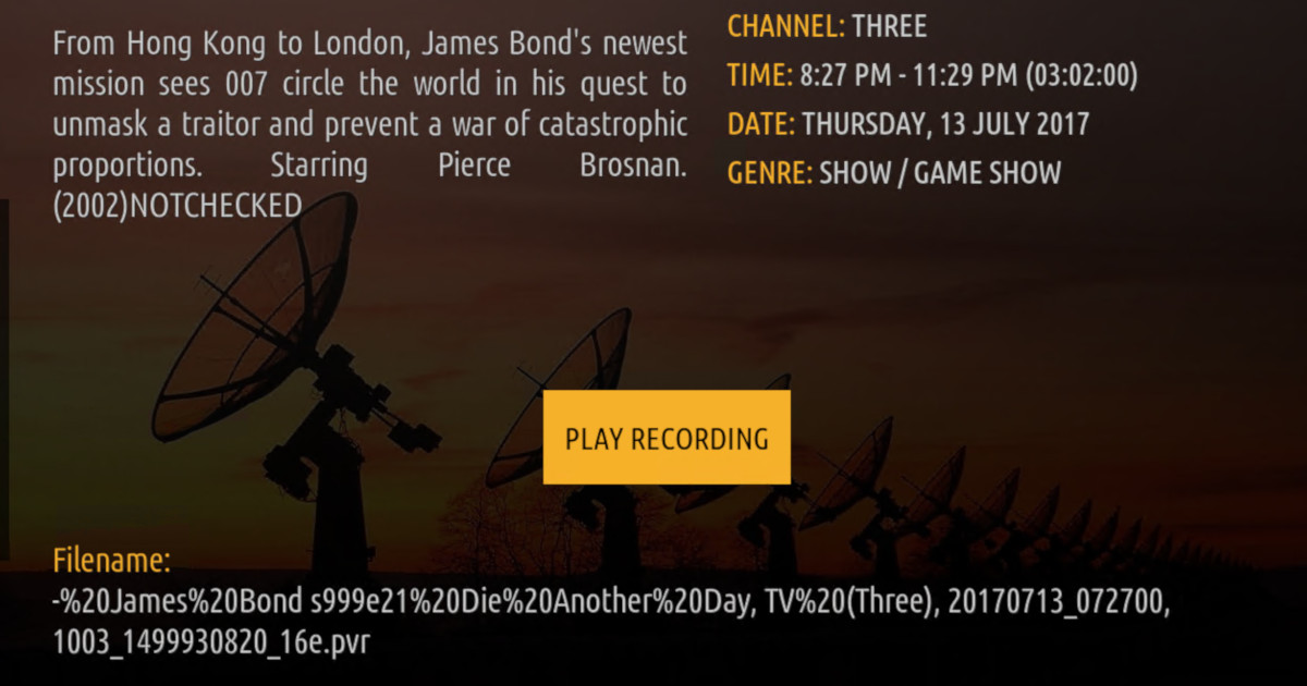 Display MythTV filename in Kodi